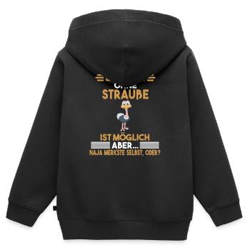 Zootier Strauß - Kinder Premium Organic Zip Hoodie - Schwarz - Hinten - AI Model Kid Male (0cm)