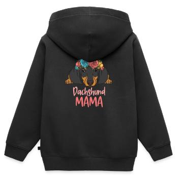 DACHSHUND MAMA - Kids Premium Organic Zip-up Hoodie - black - Back - AI Model Kid Male (0cm)