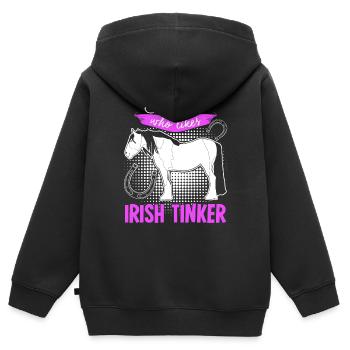 Irish Tinker Horse Rider Horses - Kids Premium Organic Zip-up Hoodie - black - Back - AI Model Kid Male (0cm)