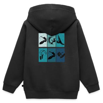 Kitesurf - idée cadeau kite - Sweat Premium à capuche zippé enfant bio - noir - Dos - AI Model Kid Male (0cm)