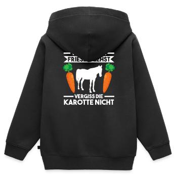 Pferd Friese Pferde Reiten - Kinder Premium Organic Zip Hoodie - Schwarz - Hinten - AI Model Kid Male (0cm)