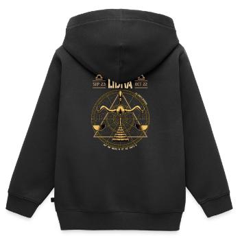 Signe du zodiaque Balance Horoscope Astrologie - Sweat Premium à capuche zippé enfant bio - noir - Dos - AI Model Kid Male (0cm)