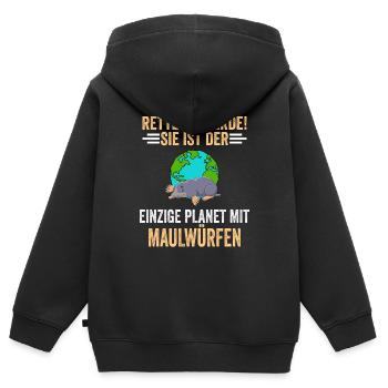Umweltschutz Tierschutz Maulwürfe Maulwurf - Kinder Premium Organic Zip Hoodie - Schwarz - Hinten - AI Model Kid Male (0cm)