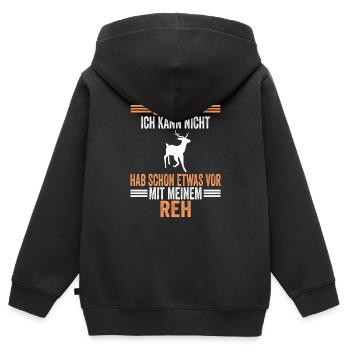 Rehliebhaber Rehe Reh - Kinder Premium Organic Zip Hoodie - Schwarz - Hinten - AI Model Kid Male (0cm)