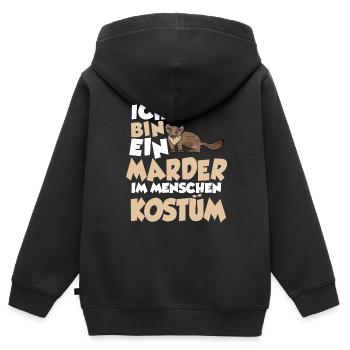 Marder Menschen Kostüm - Kinder Premium Organic Zip Hoodie - Schwarz - Hinten - AI Model Kid Male (0cm)