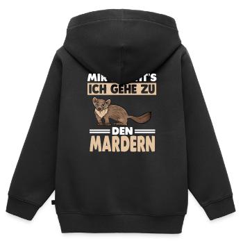 Marder - Kinder Premium Organic Zip Hoodie - Schwarz - Hinten - AI Model Kid Male (0cm)