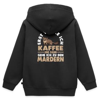 Kaffee Marder - Kinder Premium Organic Zip Hoodie - Schwarz - Hinten - AI Model Kid Male (0cm)