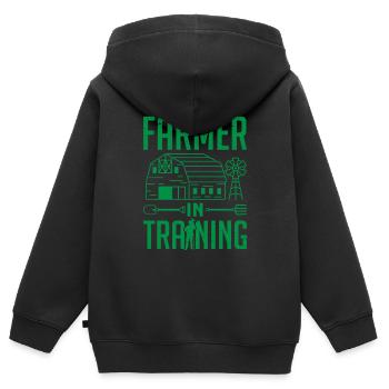Landwirt in Ausbildung Landwirtschaft - Kinder Premium Organic Zip Hoodie - Schwarz - Hinten - AI Model Kid Male (0cm)