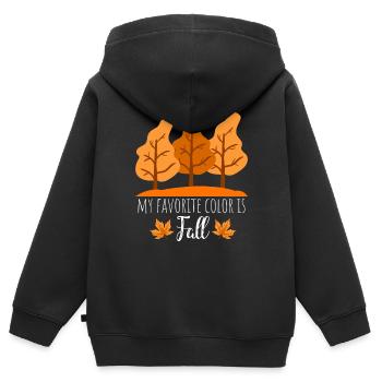 Feuilles d’automne - humeur d’automne - Sweat Premium à capuche zippé enfant bio - noir - Dos - AI Model Kid Male (0cm)