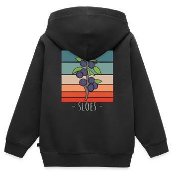 Prunelles de fruits Début de l’automne - Sweat Premium à capuche zippé enfant bio - noir - Dos - AI Model Kid Male (0cm)