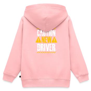 Caution New Driver - Kinder Premium Organic Zip Hoodie - Rosa - Hinten - AI Model Kid Female (0cm)