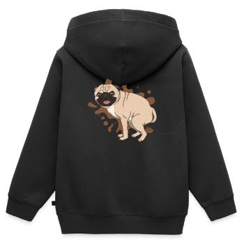 Carlin caca tas de caca - Sweat Premium à capuche zippé enfant bio - noir - Dos - AI Model Kid Male (0cm)
