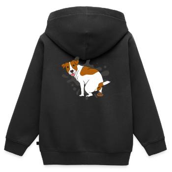 JACK RUSSELL TERRIER caca pile de caca - Sweat Premium à capuche zippé enfant bio - noir - Dos - AI Model Kid Male (0cm)