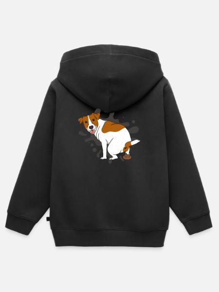 JACK RUSSELL TERRIER kackt Kackhaufen - Kinder Premium Organic Zip Hoodie - Schwarz