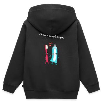 Brosse à dents et dentifrice Paire Cadeau pour les dentistes - Sweat Premium à capuche zippé enfant bio - noir - Dos - AI Model Kid Male (0cm)
