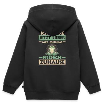 Frosch Frösche - Kinder Premium Organic Zip Hoodie - Schwarz - Hinten - AI Model Kid Male (0cm)