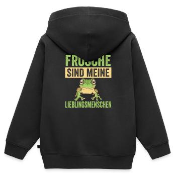 Frösche Frosch - Kinder Premium Organic Zip Hoodie - Schwarz - Hinten - AI Model Kid Male (0cm)