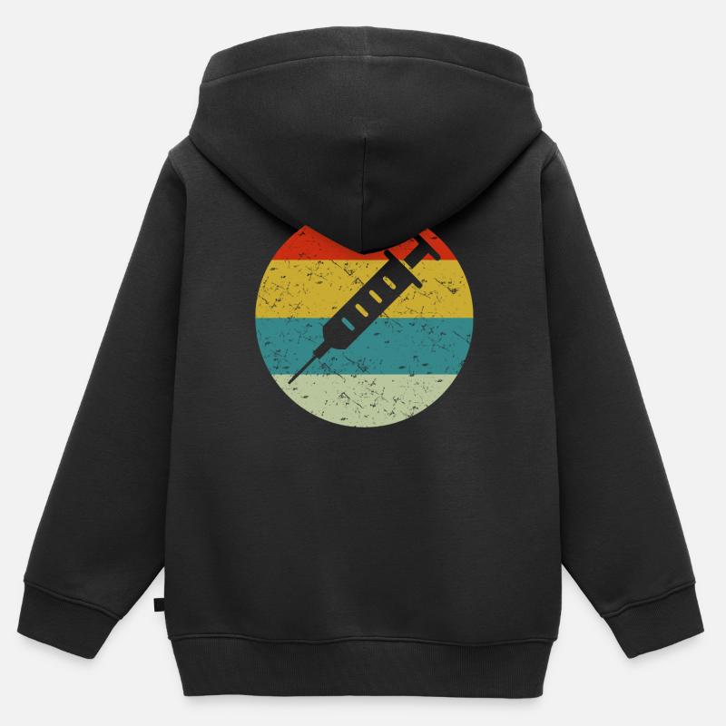 vaccins vintage - Sweat Premium à capuche zippé enfant bio - noir