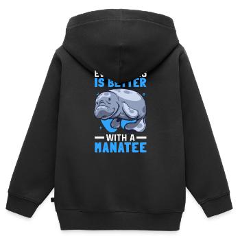 Alles ist besser mit Seekühen Manati Seekuh - Kinder Premium Organic Zip Hoodie - Schwarz - Hinten - AI Model Kid Male (0cm)