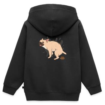FRENCHIE caca des tas de caca - Sweat Premium à capuche zippé enfant bio - noir - Dos - AI Model Kid Male (0cm)
