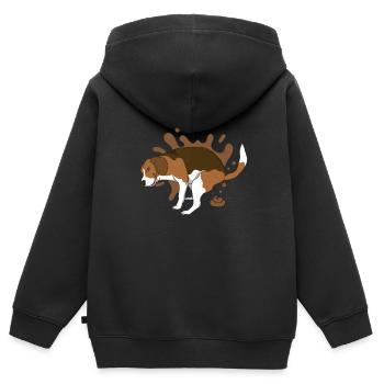 BEAGLE caca des tas de caca - Sweat Premium à capuche zippé enfant bio - noir - Dos - AI Model Kid Male (0cm)