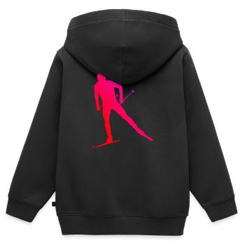 Langlauf Klassisch Herren Langlauf Damen Langlauf - Kinder Premium Organic Zip Hoodie - Schwarz - Hinten - AI Model Kid Male (0cm)