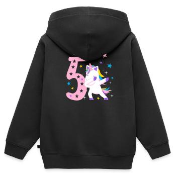 5 Years Birthday Unicorn Girl Gift - Kids Premium Organic Zip-up Hoodie - black - Back - AI Model Kid Male (0cm)