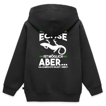 Terrarium Echse Echsen - Kinder Premium Organic Zip Hoodie - Schwarz - Hinten - AI Model Kid Male (0cm)