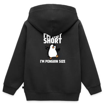 Je ne suis pas petit, je suis de la taille d’un pingouin - Sweat Premium à capuche zippé enfant bio - noir - Dos - AI Model Kid Male (0cm)