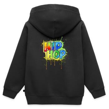 hip hop - Sweat Premium à capuche zippé enfant bio - noir - Dos - AI Model Kid Male (0cm)