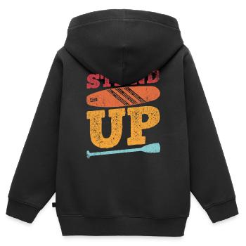 STAND UP paddle SUP Board Stand Up Paddling Board - Kinder Premium Organic Zip Hoodie - Schwarz - Hinten - AI Model Kid Male (0cm)