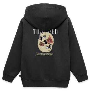 Gefangen im System - Illuminati Auge - Kinder Premium Organic Zip Hoodie - Schwarz - Hinten - AI Model Kid Male (0cm)