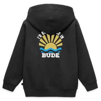 Urlaub UK - Cornwall - Ich wäre lieber in Bude - Kinder Premium Organic Zip Hoodie - Schwarz - Hinten - AI Model Kid Male (0cm)
