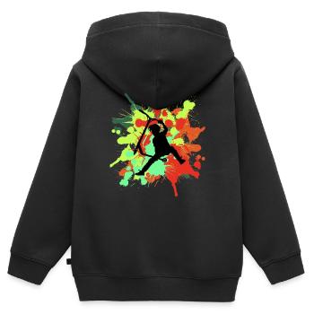 trottinette freestyle - Sweat Premium à capuche zippé enfant bio - noir - Dos - AI Model Kid Male (0cm)