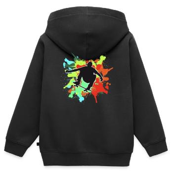 Skateboard Freestyle - Sweat Premium à capuche zippé enfant bio - noir - Dos - AI Model Kid Male (0cm)
