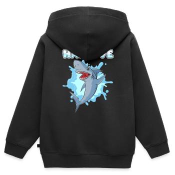 Requin Cinq Requin - Sweat Premium à capuche zippé enfant bio - noir - Dos - AI Model Kid Male (0cm)
