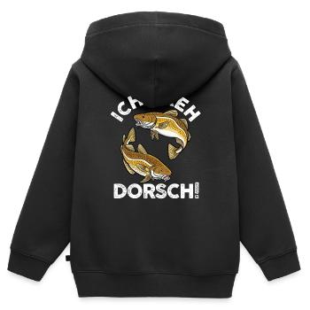 Angeln Angler Dorsch Fischer - Kinder Premium Organic Zip Hoodie - Schwarz - Hinten - AI Model Kid Male (0cm)