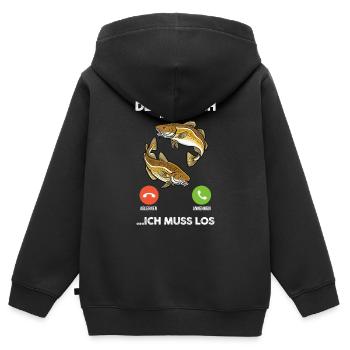 Angeln Angler Dorsch Fischer - Kinder Premium Organic Zip Hoodie - Schwarz - Hinten - AI Model Kid Male (0cm)