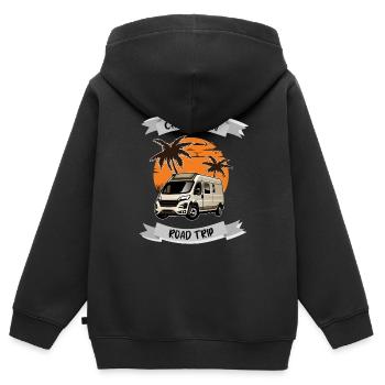 CamperVan Road Trip Camping Wohnmobil Reisemobil - Kinder Premium Organic Zip Hoodie - Schwarz - Hinten - AI Model Kid Male (0cm)