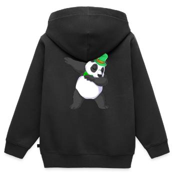 Dabbing Panda St Patricks Tag - Kinder Premium Organic Zip Hoodie - Schwarz - Hinten - AI Model Kid Male (0cm)