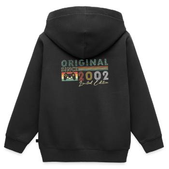 2002 Vintage Gamer Spruch - Gaming bday - Sweat Premium à capuche zippé enfant bio - noir - Dos - AI Model Kid Male (0cm)