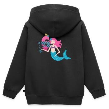 Kinder Geburtstag 6 Jahre Mädchen Meerjungfrau - Kinder Premium Organic Zip Hoodie - Schwarz - Hinten - AI Model Kid Male (0cm)