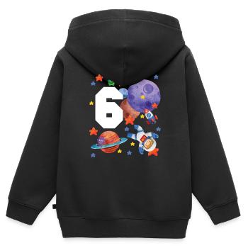 Children's Birthday 6 Years Girls Boys Astronaut - Kids Premium Organic Zip-up Hoodie - black - Back - AI Model Kid Male (0cm)