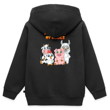 je ne mange pas mes homies - Sweat Premium à capuche zippé enfant bio - noir - Dos - AI Model Kid Male (0cm)