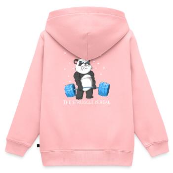 the struggle is real panda - Kids Premium Organic Zip-up Hoodie - rose - Back - AI Model Kid Female (0cm)