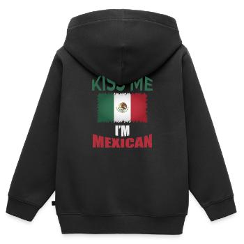 Embrasse-moi je suis mexicain I drapeau mexicain - Sweat Premium à capuche zippé enfant bio - noir - Dos - AI Model Kid Male (0cm)