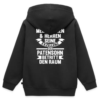 Taufe Patensohn - Kinder Premium Organic Zip Hoodie - Schwarz - Hinten - AI Model Kid Male (0cm)