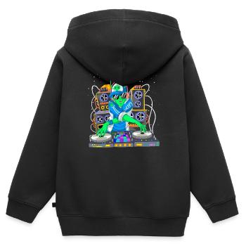 DJ Alien - Sweat Premium à capuche zippé enfant bio - noir - Dos - AI Model Kid Male (0cm)