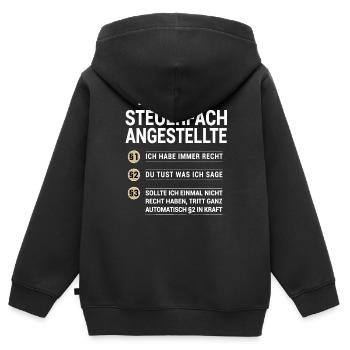 Commis aux impôts Profession propre paragraphes - Sweat Premium à capuche zippé enfant bio - noir - Dos - AI Model Kid Male (0cm)