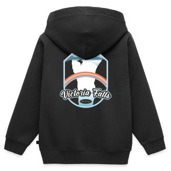Chutes Victoria - Zimbabwe - Sweat Premium à capuche zippé enfant bio - noir - Dos - AI Model Kid Male (0cm)